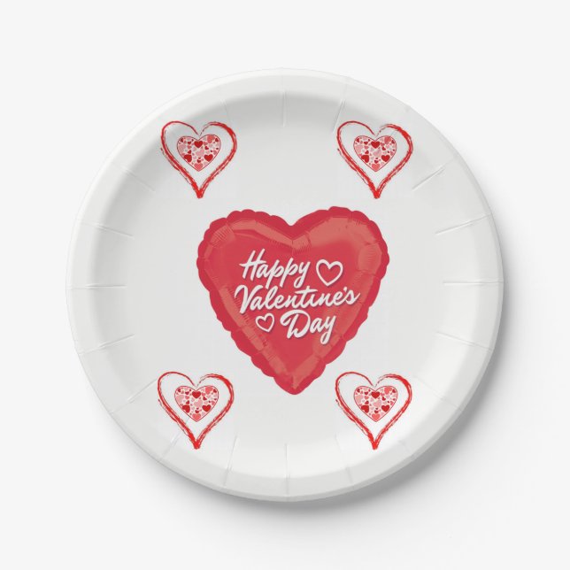 Assiettes En Carton Plaques de papier Saint-Valentin (Devant)