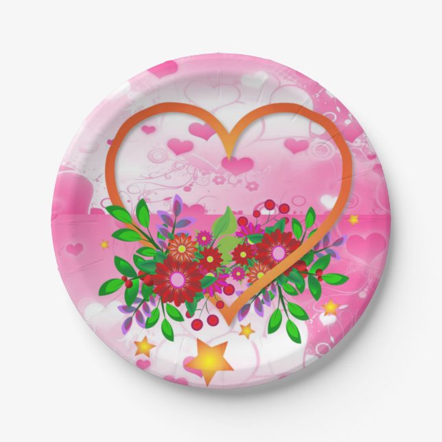 Assiettes En Carton Plaques de papier Saint-Valentin (Devant)