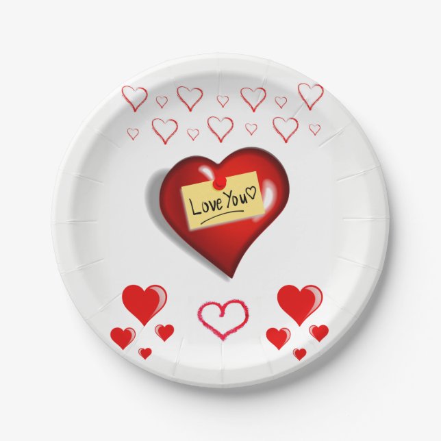 Assiettes En Carton Plaques de papier Saint-Valentin (Devant)