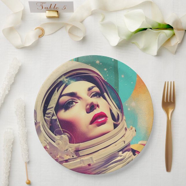 Assiettes En Carton Plaques de papier spatial Abstrait astronaute (Mariage)