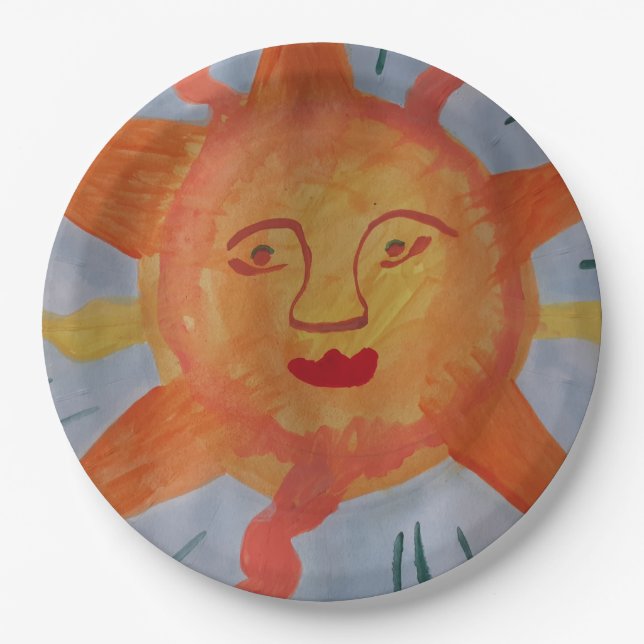 Assiettes En Carton Plaques de papier Sun Fiery (Devant)