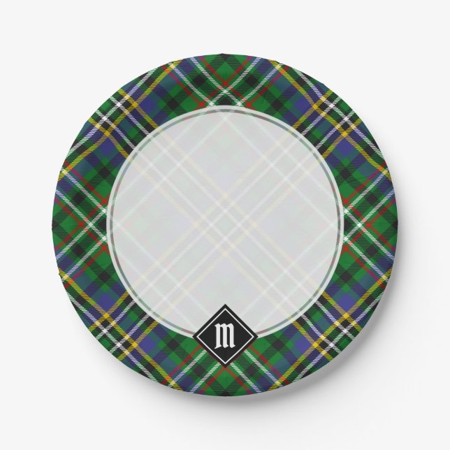 Assiettes En Carton Plaques de papier Tartan vert Clan Scott (Devant)