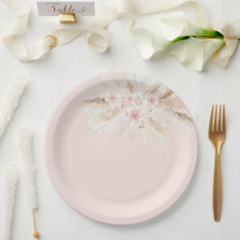 Assiettes En Carton Plaques de papier tropique rose-pâle