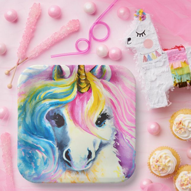 Assiettes En Carton Plaques de papier Unicorne (Fête)