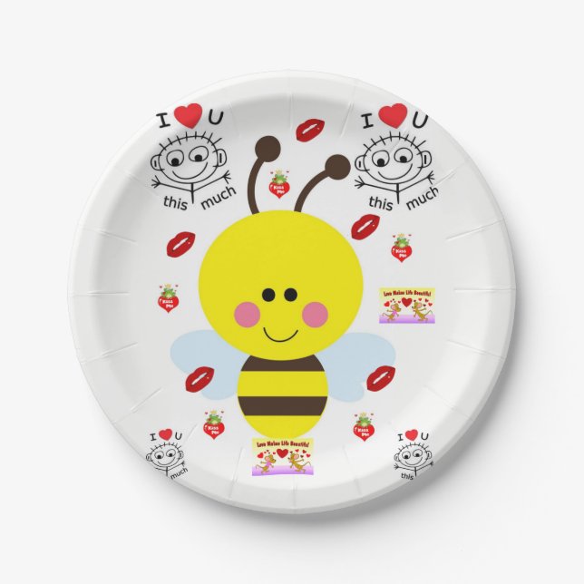 Assiettes En Carton Plaques de papier Valentine's Day Bumblebee (Devant)
