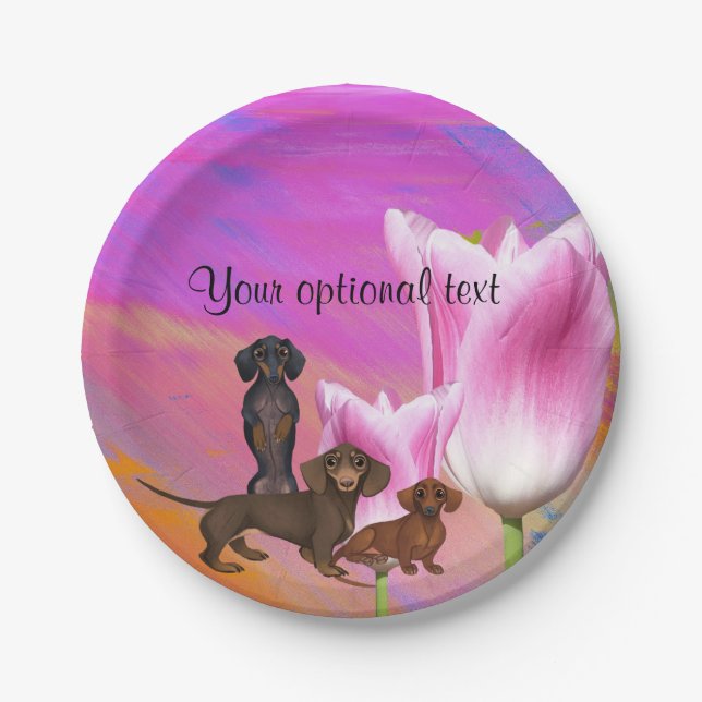 Assiettes En Carton Plaques de papier violet Dachshund (Devant)