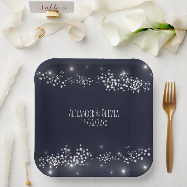Assiettes En Carton Plaques de papier Wedding shower clair étoile (Mariage)