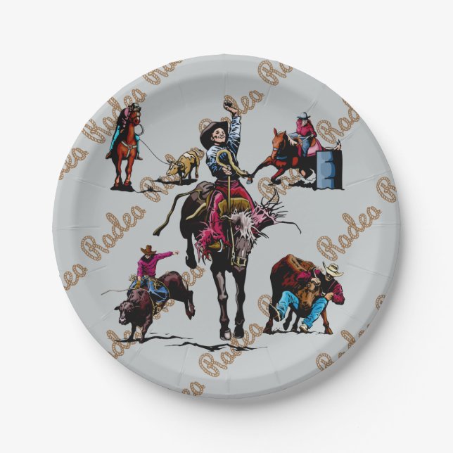 Assiettes En Carton Plaques de papier Western Rodeo Party (Devant)