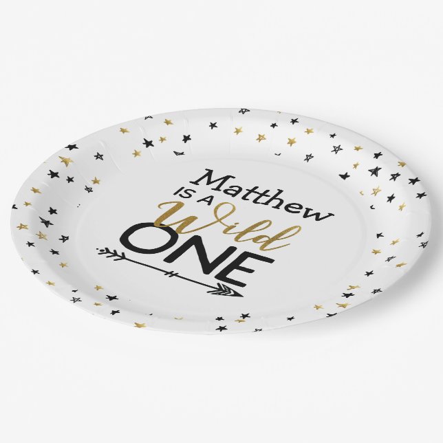 Assiettes En Carton Plaques de papier Wild One (Angle)
