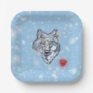 Assiettes En Carton Plaques de papier Wolf d'hiver