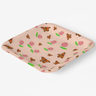 Assiettes En Carton Plaques de papillon de l'algue et du monarque