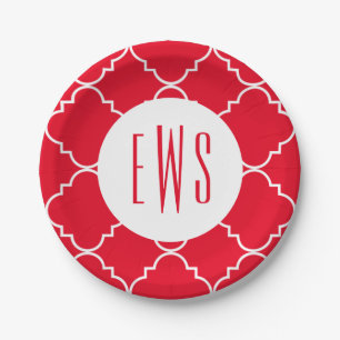 Assiettes En Carton Plaques de partie Monogramme Chic Quatrefoil