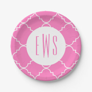 Assiettes En Carton Plaques de partie Monogramme Chic Quatrefoil