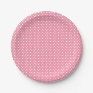 Assiettes En Carton Plaques de points polka rose et blanc classiques