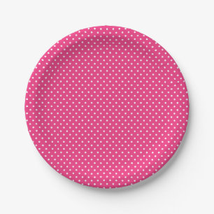 Assiettes En Carton Plaques de points polka roses et blanches classiqu