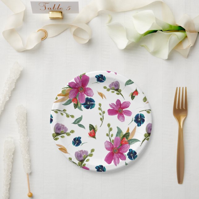 Assiettes En Carton Plaques de signature Floral Joyeaux (Mariage)
