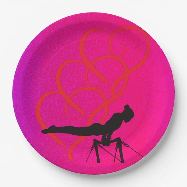 Assiettes En Carton Plaques de soirée gymnastique pour fille. (Devant)