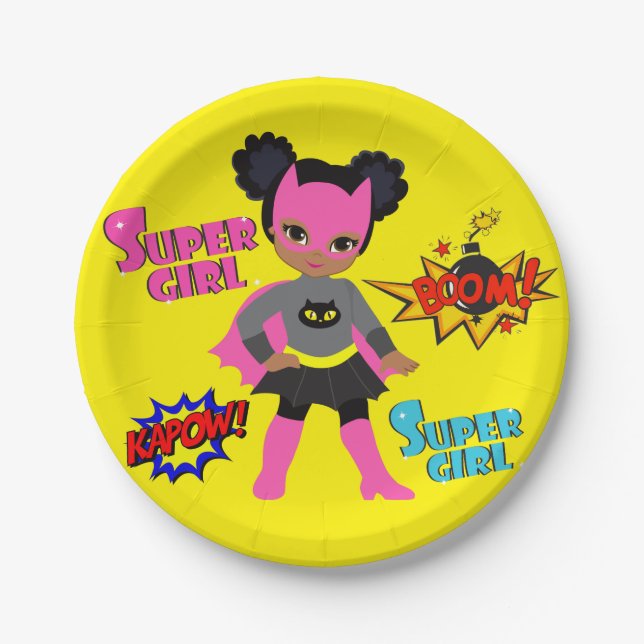Assiettes En Carton Plaques de superhero noir (Devant)