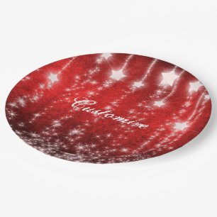 Assiettes En Carton Plaques de vacances personnalisées Red Falling Sta