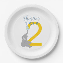 Plaques d'éléphant gris 2e anniversaire personnali