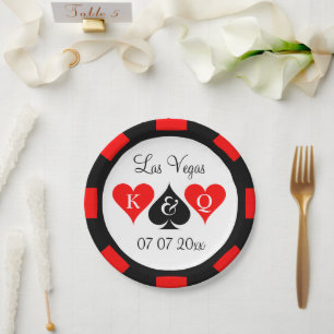 Assiettes En Carton Plaques design de jetons de mariage de Las Vegas