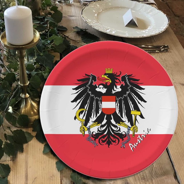 Assiettes En Carton Plaques drapeau autrichien, fête, sports, Autriche (Créateur téléchargé)