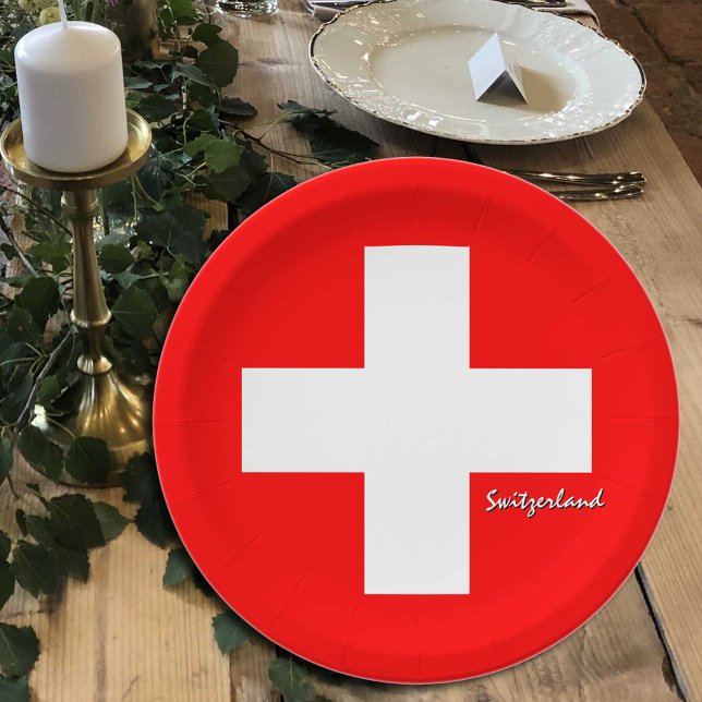 Assiettes En Carton Plaques Drapeau Suisse, fête, sport, Suisse (Créateur téléchargé)