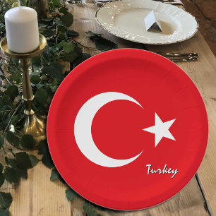 Assiettes En Carton Plaques Drapeau Turc, fête, sports, Turquie