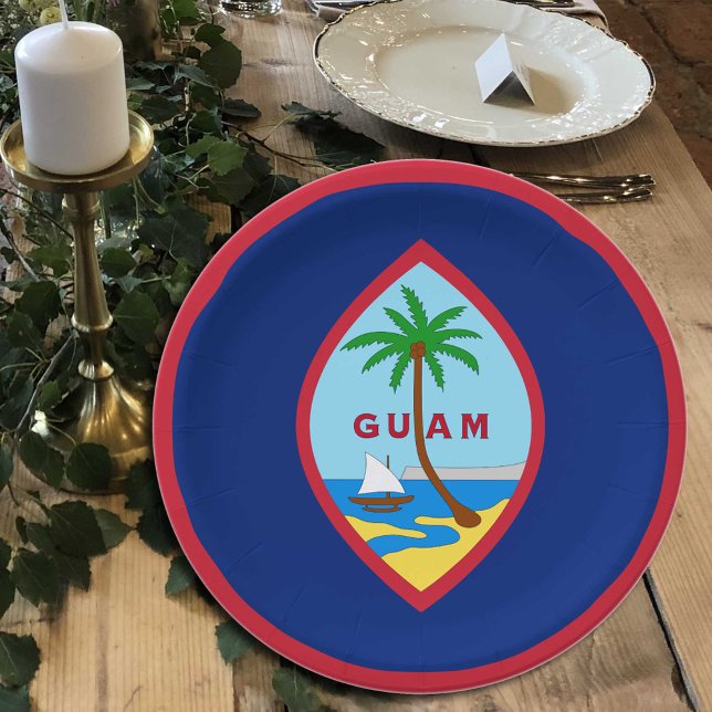Assiettes En Carton Plaques du drapeau guaméen, fête, sport, Guam (Créateur téléchargé)