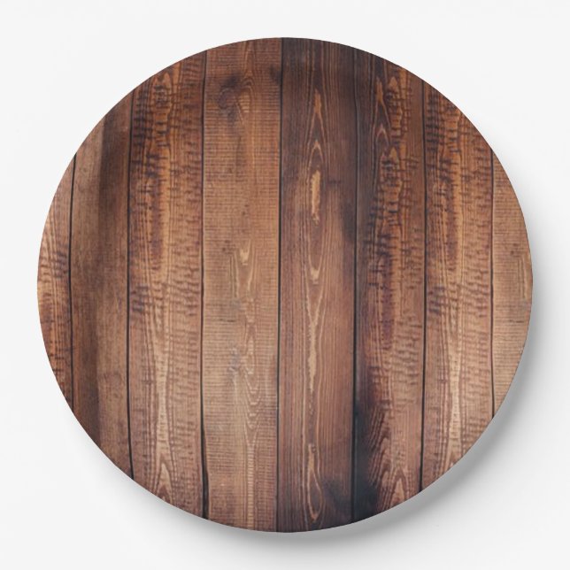 Assiettes En Carton Plaques en papier à aspect bois (Devant)
