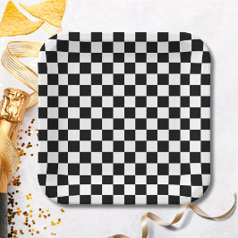 Assiettes En Carton Plaques en papier À damiers noir