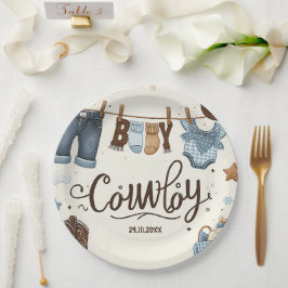 Assiettes En Carton Plaques en papier baby shower Cowboy