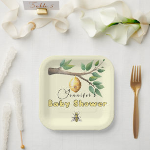 Assiettes En Carton Plaques en papier Baby shower d'abeilles miel