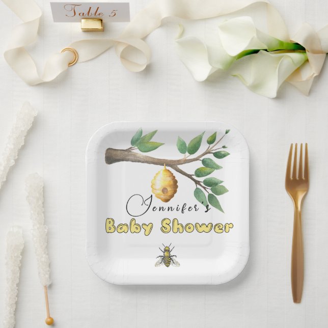 Assiettes En Carton Plaques en papier Baby shower d'abeilles miel (Mariage)