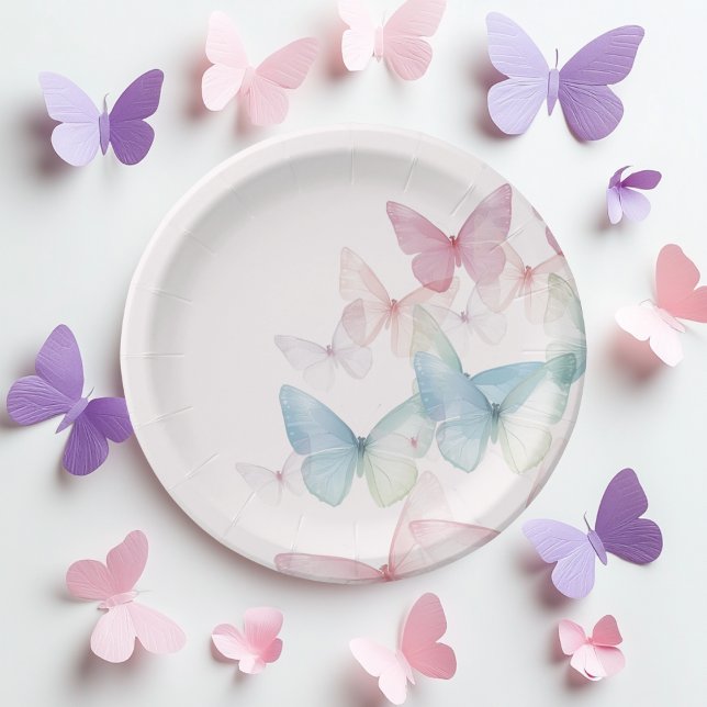 Assiettes En Carton "Plaques en papier Baby shower papillon" (Créateur téléchargé)