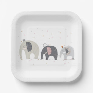 Assiettes En Carton Plaques en papier Baby shower pour éléphants