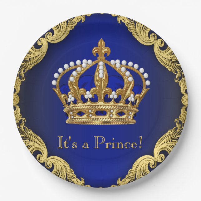 Assiettes En Carton Plaques en papier Baby shower Prince (Devant)