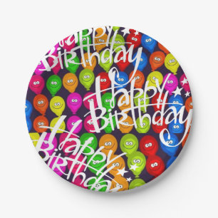 Assiettes En Carton Plaques en papier, Ballons d'anniversaire heureux