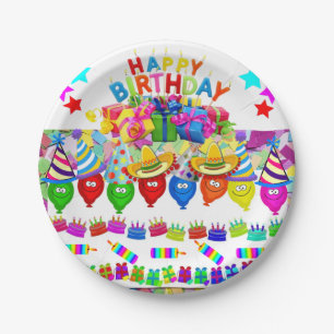 Assiettes En Carton Plaques en papier, Ballons d'anniversaire heureux