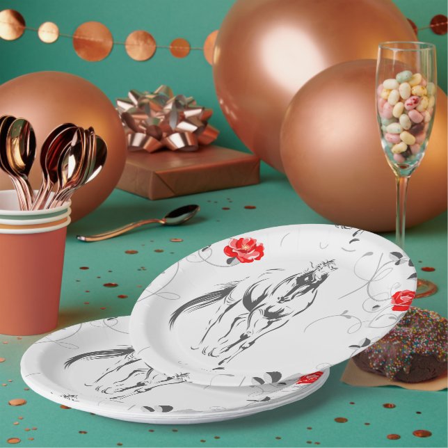 Assiettes En Carton Plaques en papier baroque Horse (Multi)
