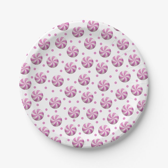 Assiettes En Carton Plaques en papier bonbon rose menthe rose (Devant)