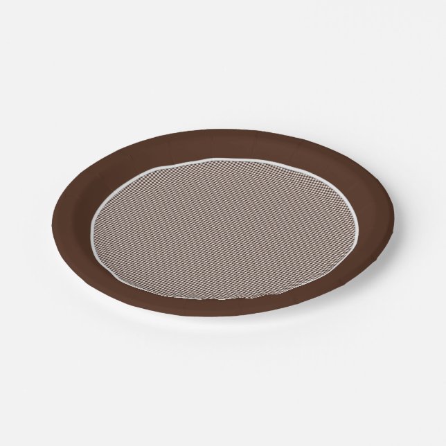 Assiettes En Carton Plaques en papier Brown En vichy-chocolat (Angle)