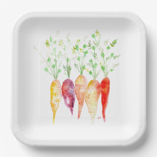 Assiettes En Carton Plaques en papier - Carottes d'hélium d'aquarelle (Recto)