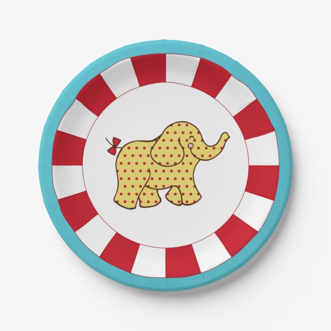 Assiettes En Carton Plaques en papier Circus Elephant (Devant)