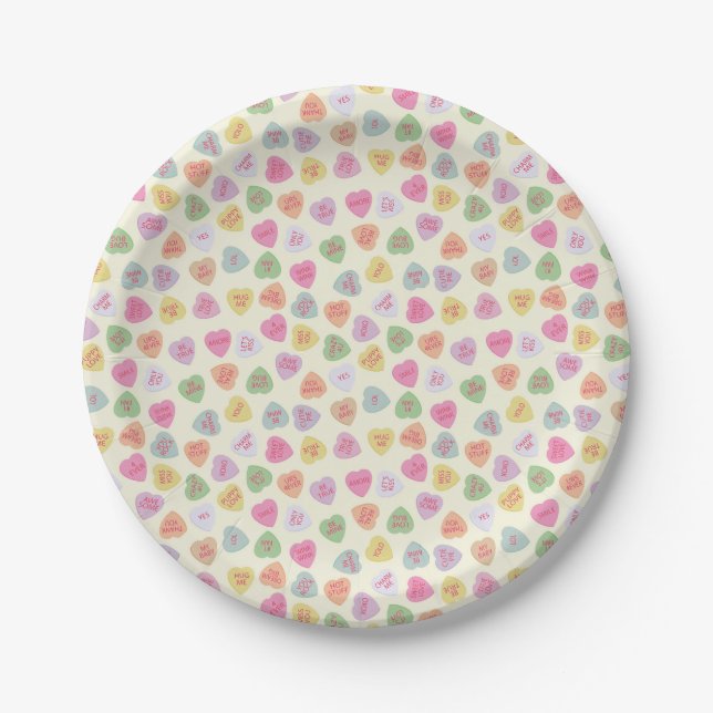 Assiettes En Carton Plaques en papier Coeurs de bonbons (Devant)