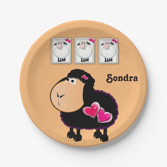 Assiettes En Carton Plaques en papier, Coeurs roses de mouton (Devant)