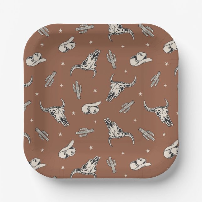 Assiettes En Carton Plaques en papier cowboy | Plaques de partie occid (Recto)