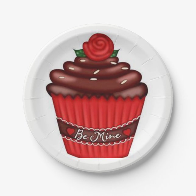 Assiettes En Carton Plaques en papier Cupcake de la Saint-Valentin (Devant)