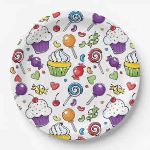 Assiettes En Carton Plaques en papier - Cupcake sucré