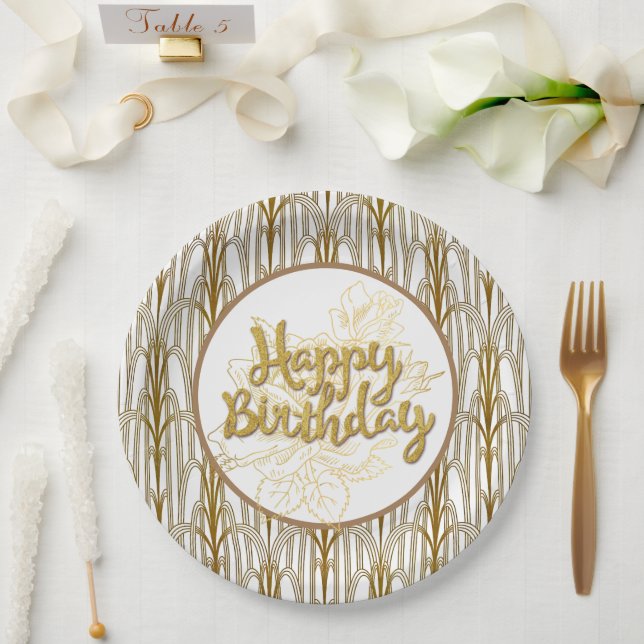 Assiettes En Carton Plaques en papier d'anniversaire dorées (Mariage)
